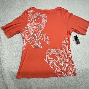 Embroidered 1X Kim Rogers, Orange Top